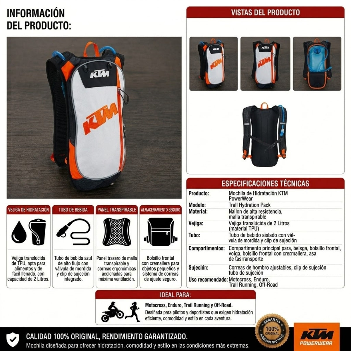 Maleta Hidratante mochila camelback ktm