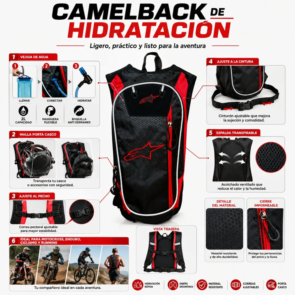 Mochila de Hidratación Camelbak / Alpinestars de 2 Litros